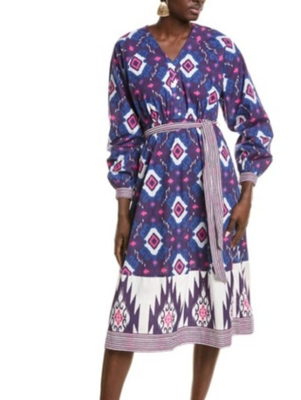 Garrie B Mixed Ikat Midi Dress